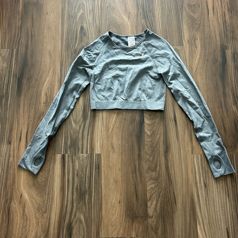 Gymshark Gray Long Sleeve Crop Top